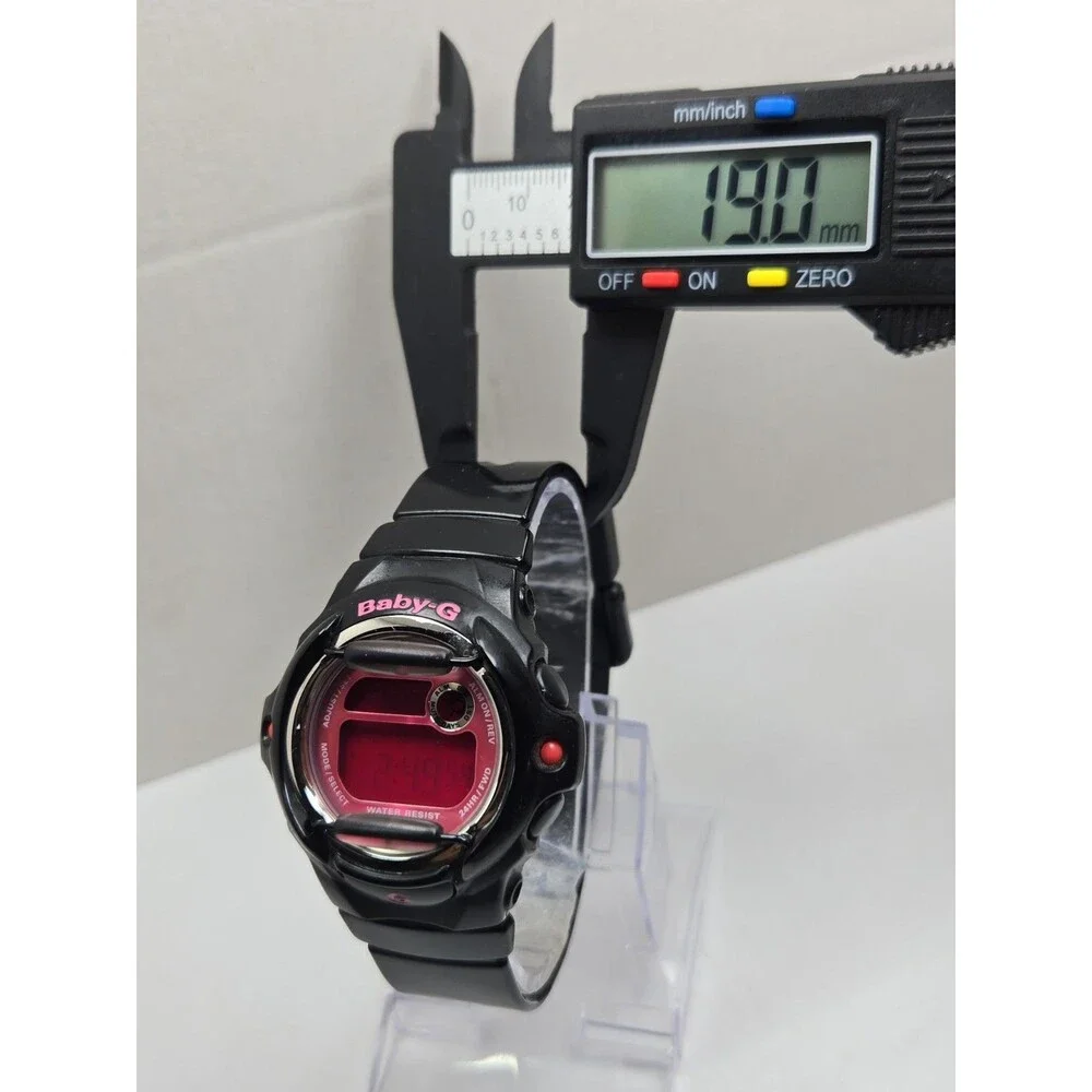 Casio Baby G Womens Black Pink Digital Alarm 43mm Watch Y2K LCD New Battery